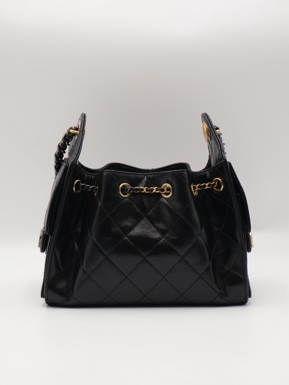 CHANEL 25 Mini Hobo Bag - 油蠟皮黑金銀