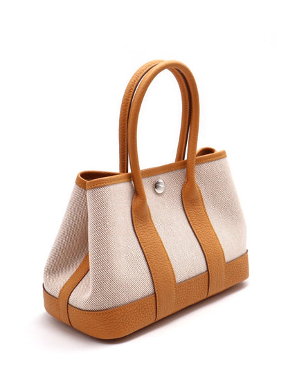 HERMES Mini garden party - 帆布沙灘金