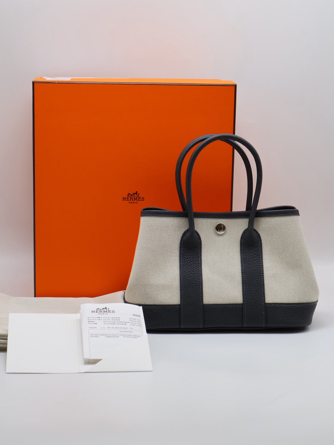 HERMES Mini Garden Party - Ardoise 85 帆布石板灰 K