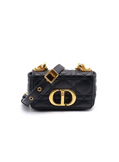 DIOR Caro藤格紋斜背包 - mini黑金