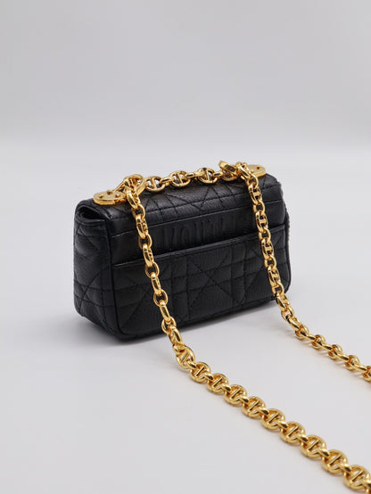 DIOR Caro藤格紋斜背包 - mini黑金
