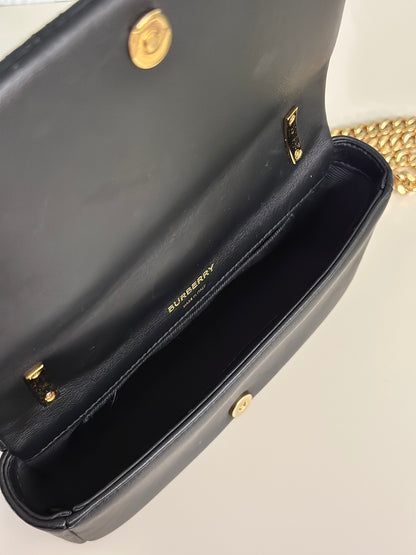 BURBERRY Mini lola TB釦格紋鍊包 - 黑金