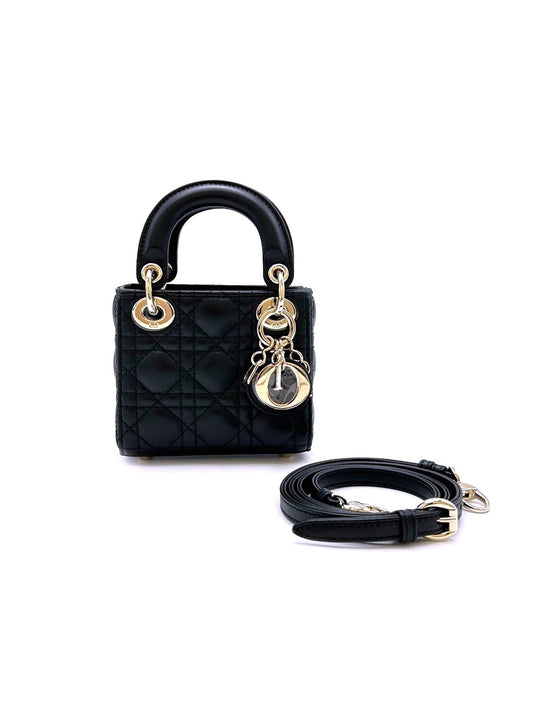 DIOR Lady dior 藤格紋戴妃包 - Nano黑金