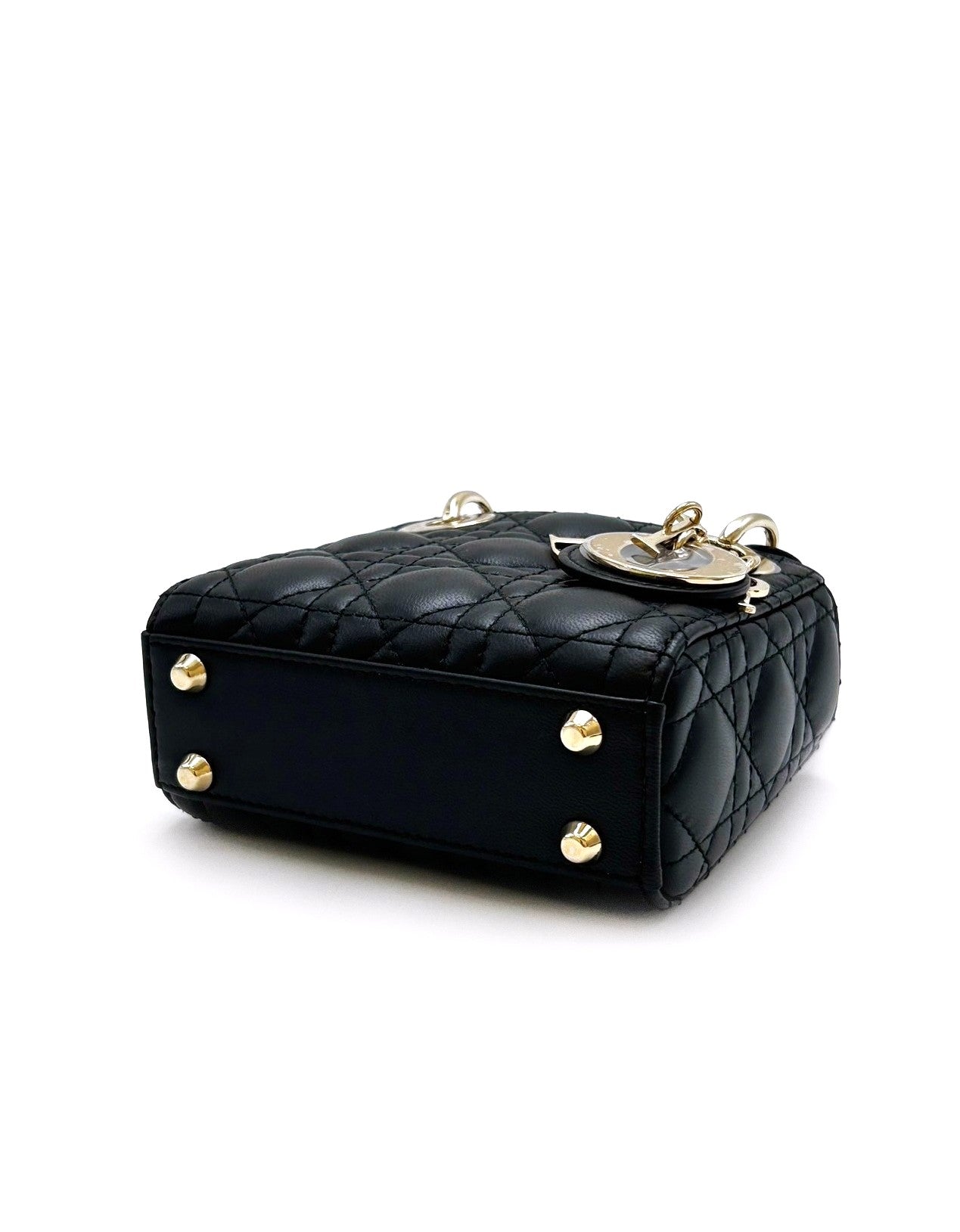 DIOR Lady dior 藤格紋戴妃包 - Nano黑金