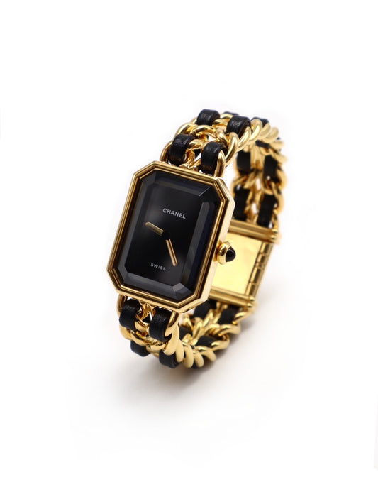 CHANEL 經典皮穿鍊方糖腕錶 - S黑金