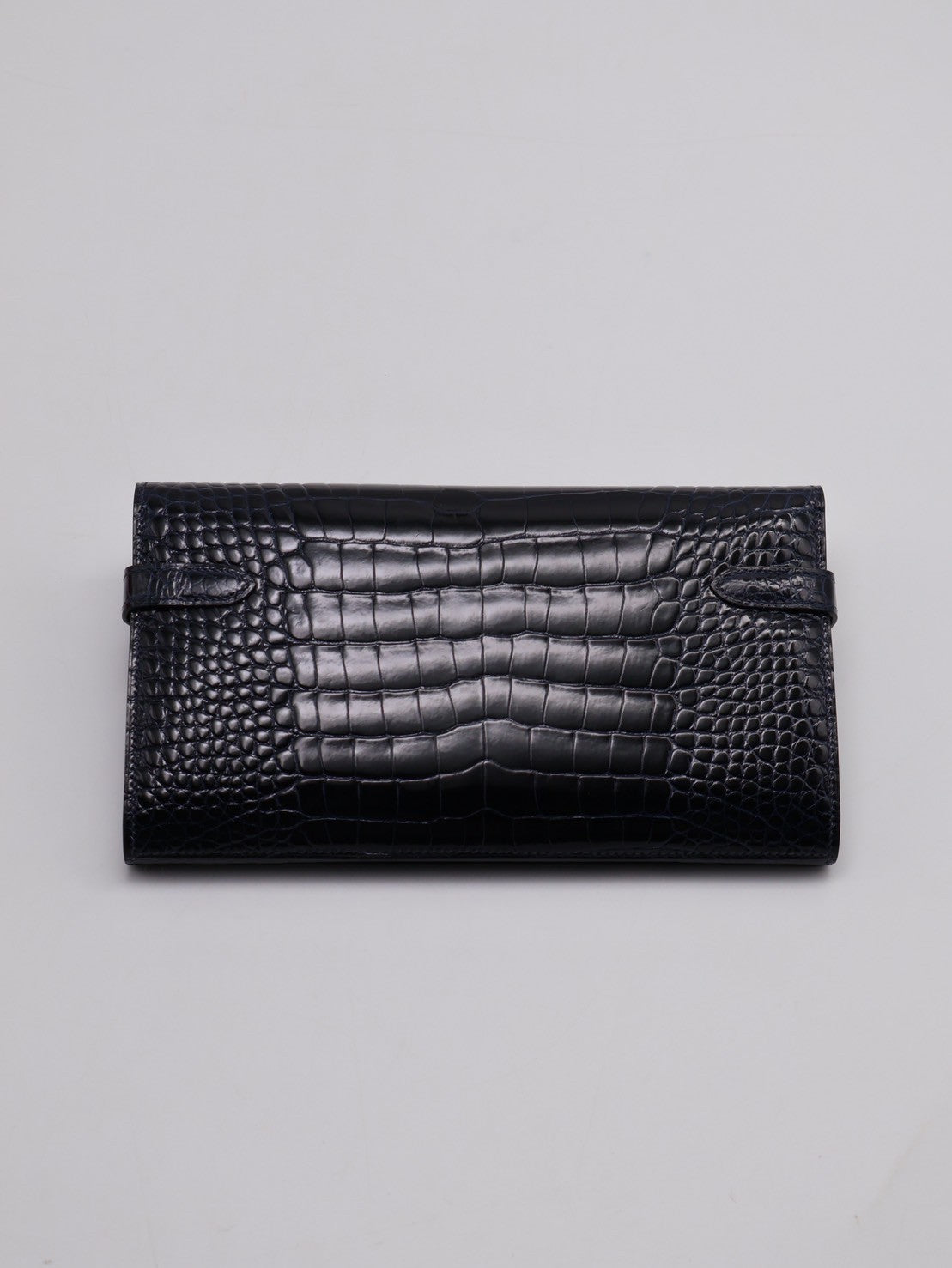 HERMES Kelly wallet - 亮面鱷魚皮深海藍銀 T