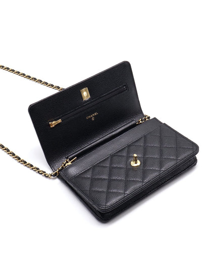 CHANEL 粒面牛皮旋轉釦WOC - 黑金