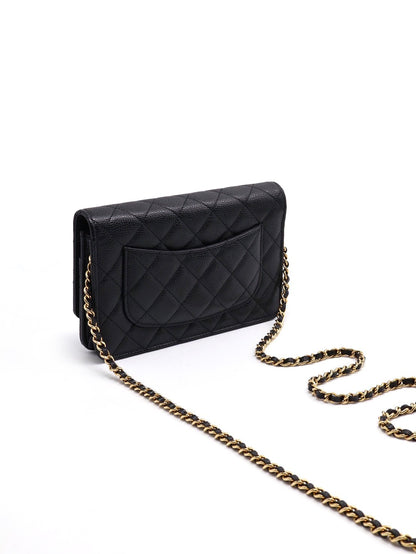 CHANEL 粒面牛皮旋轉釦WOC - 黑金