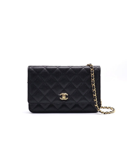CHANEL 粒面牛皮旋轉釦WOC - 黑金